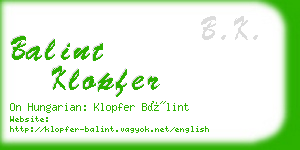 balint klopfer business card